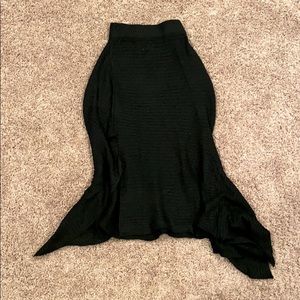 Black Knit Sweater MIDI Skirt W/ Thigh High Slit